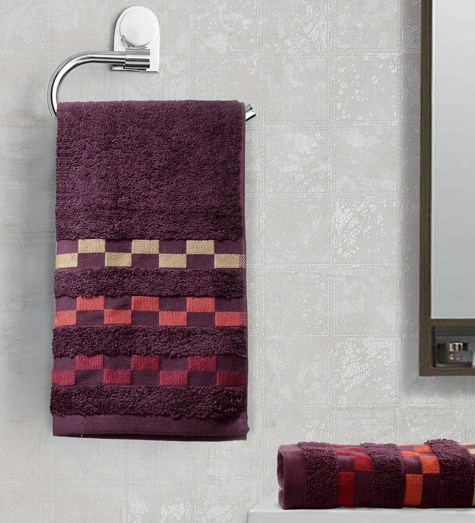 Set of 2 Purple Cotton 420 GSM Hand Towels