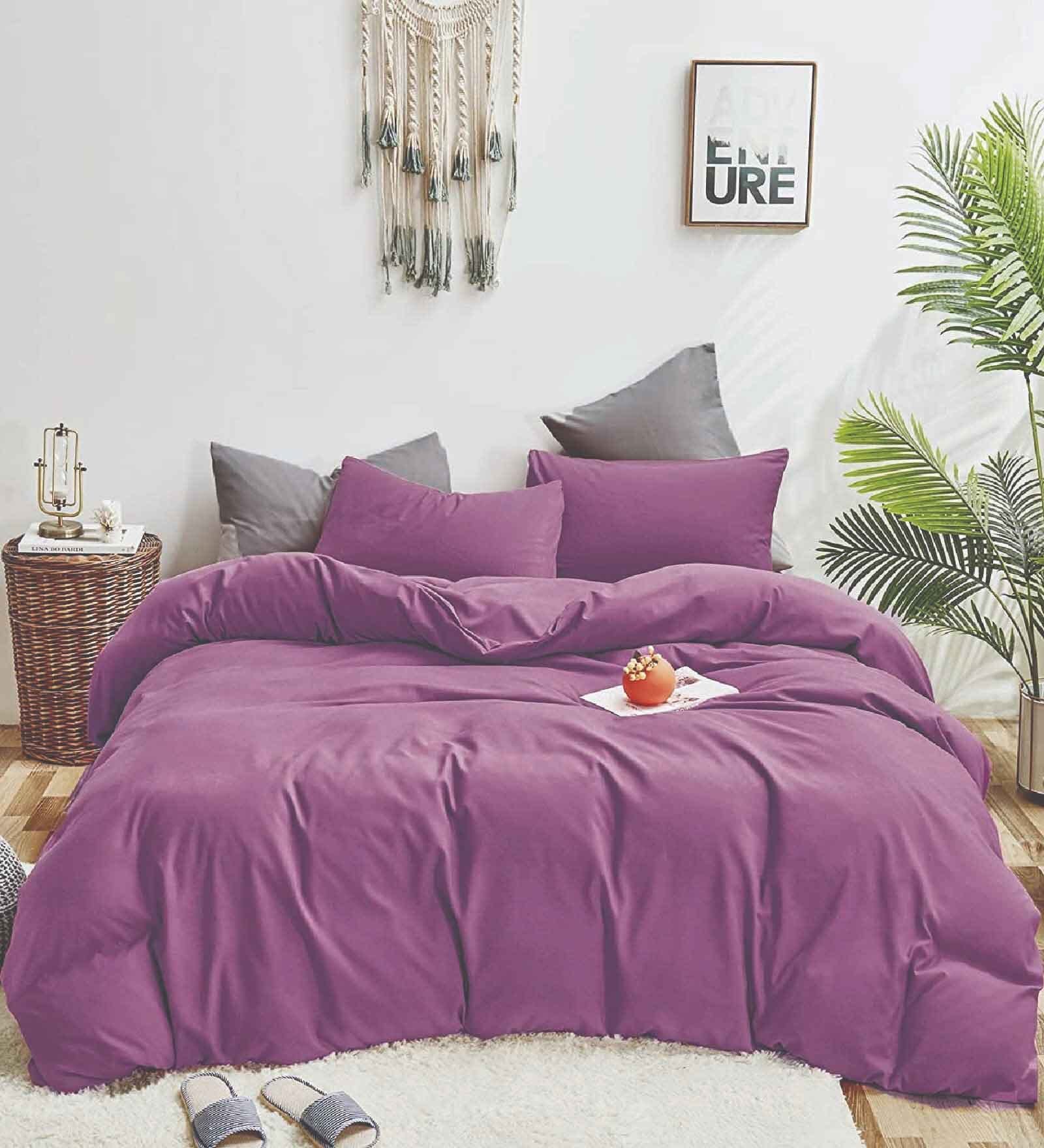 Purple 100% Cotton 400 Heavy Winter Double Bed Comforter