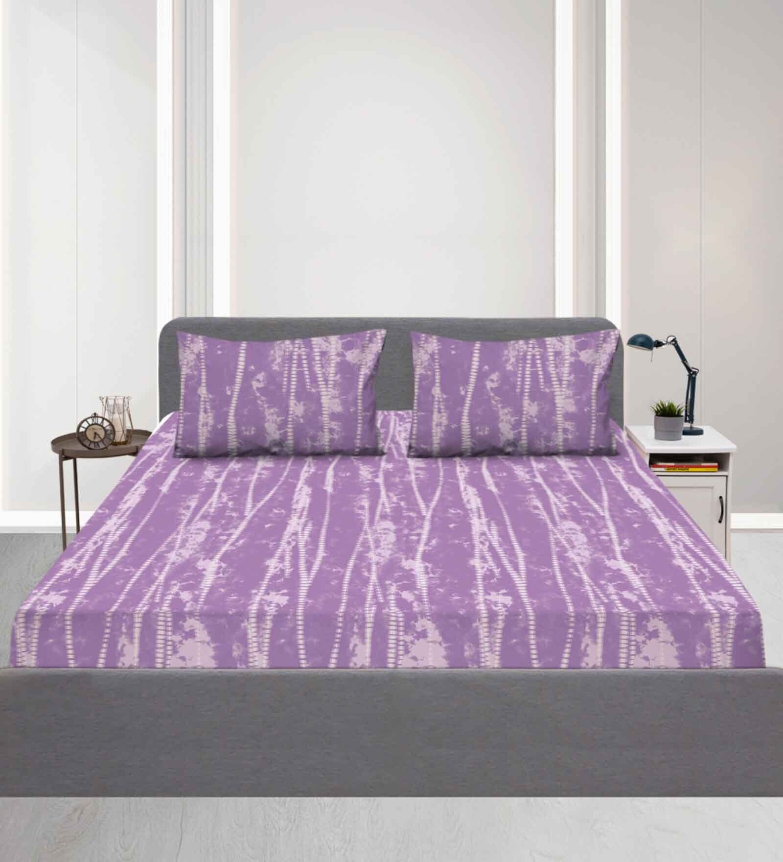 Buy Purple Abstract 120 TC 100 Cotton Single Bed Sized Bed Sheets with