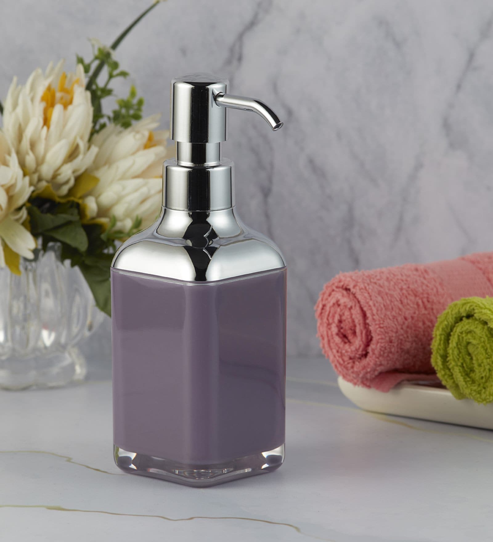 Purple 300 ml Acrylic Liquid Soap Dispenser 