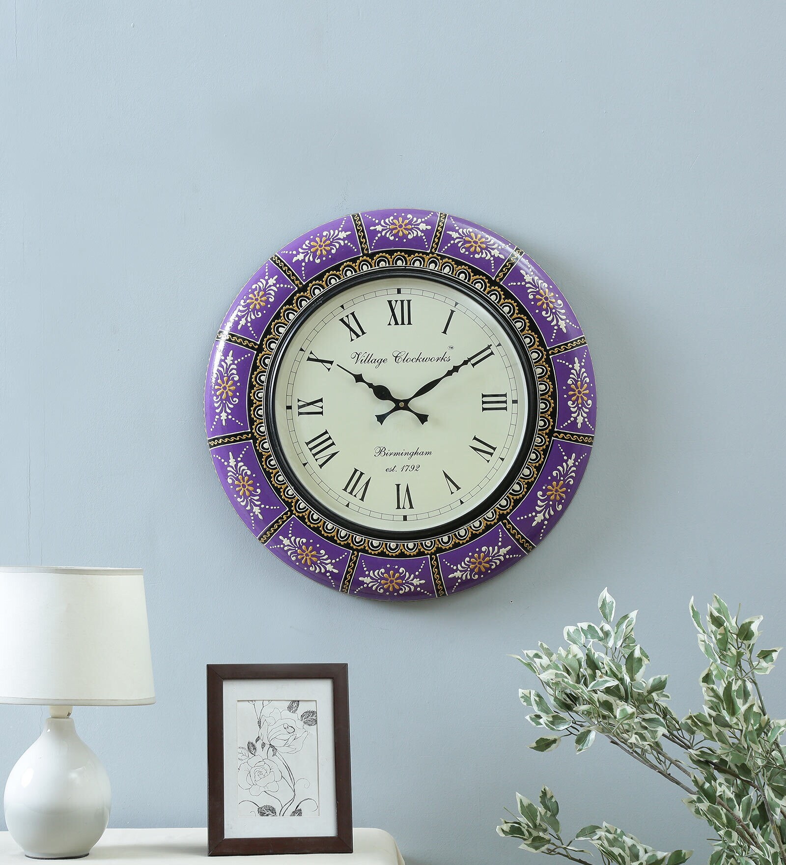 Buy Purple Analog Traditional Wall Clock at 16% OFF by Ujjwal Wood ...