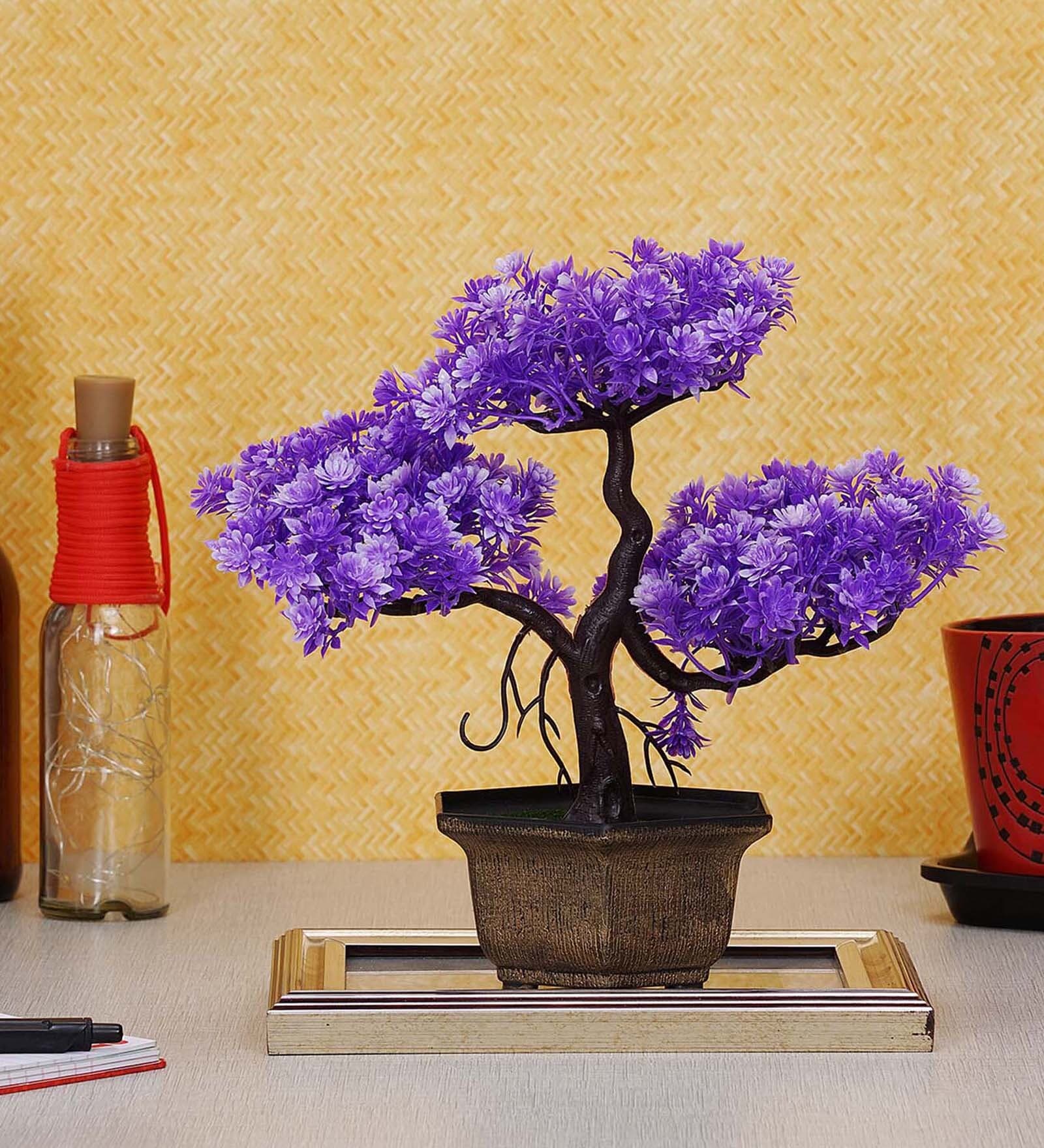 Buy Fabric & Plastic Skyla Purple With Pot Artificial Plant at 39 OFF