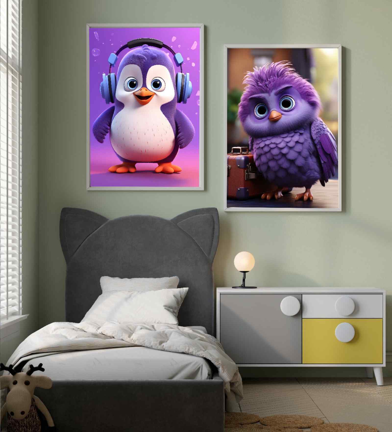 Purple Canvas Printed Kids Framed Art Panels