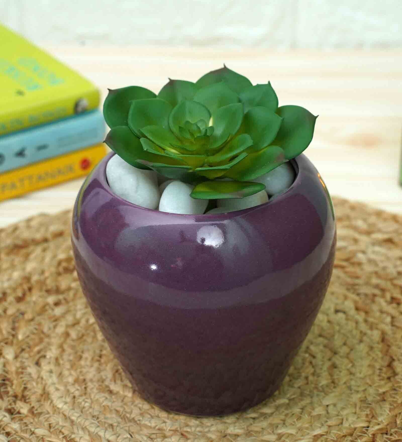 Purple Ceramic Pear Planter