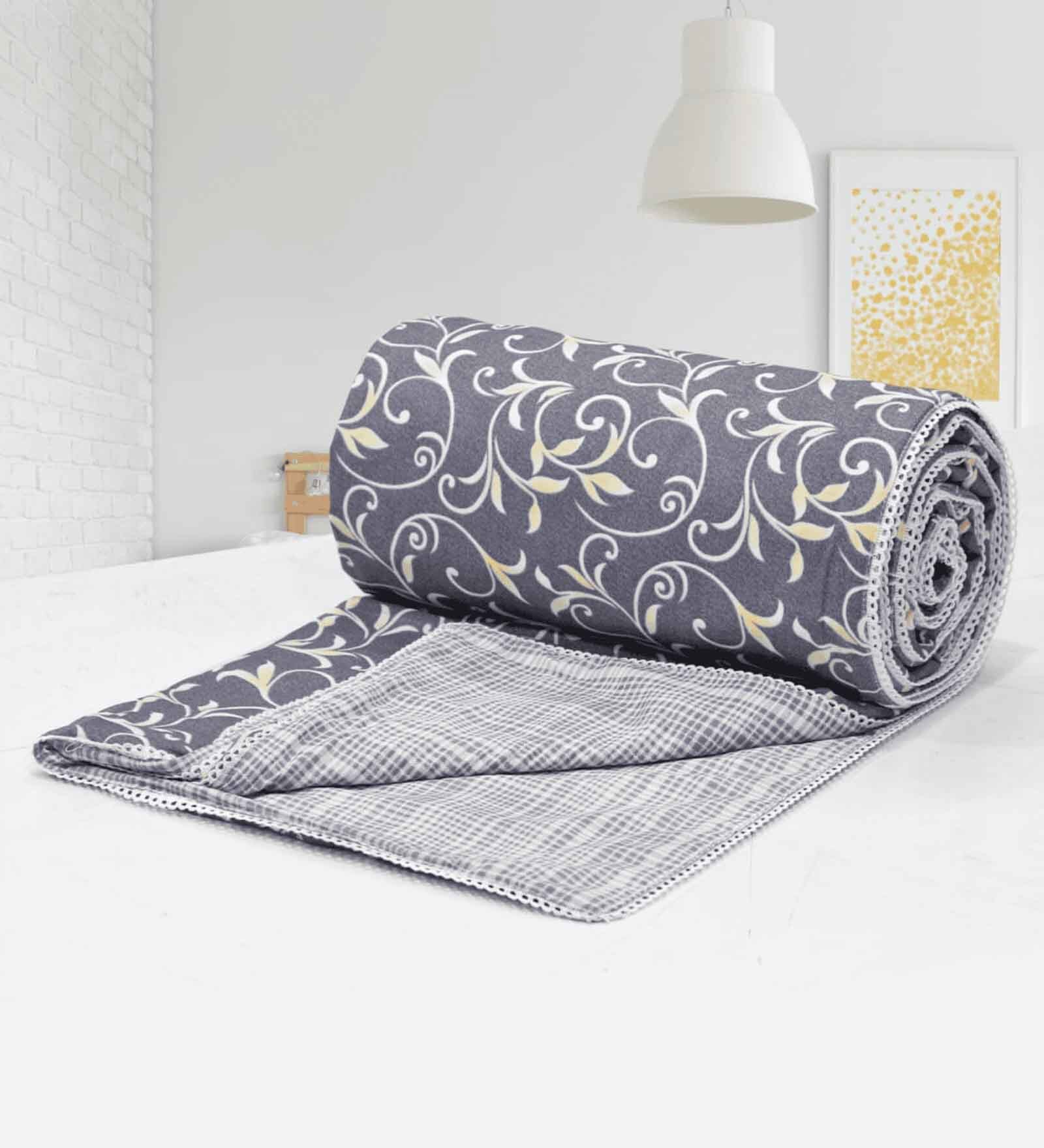 Purple Cotton Floral 144 TC  Double Bed Dohar