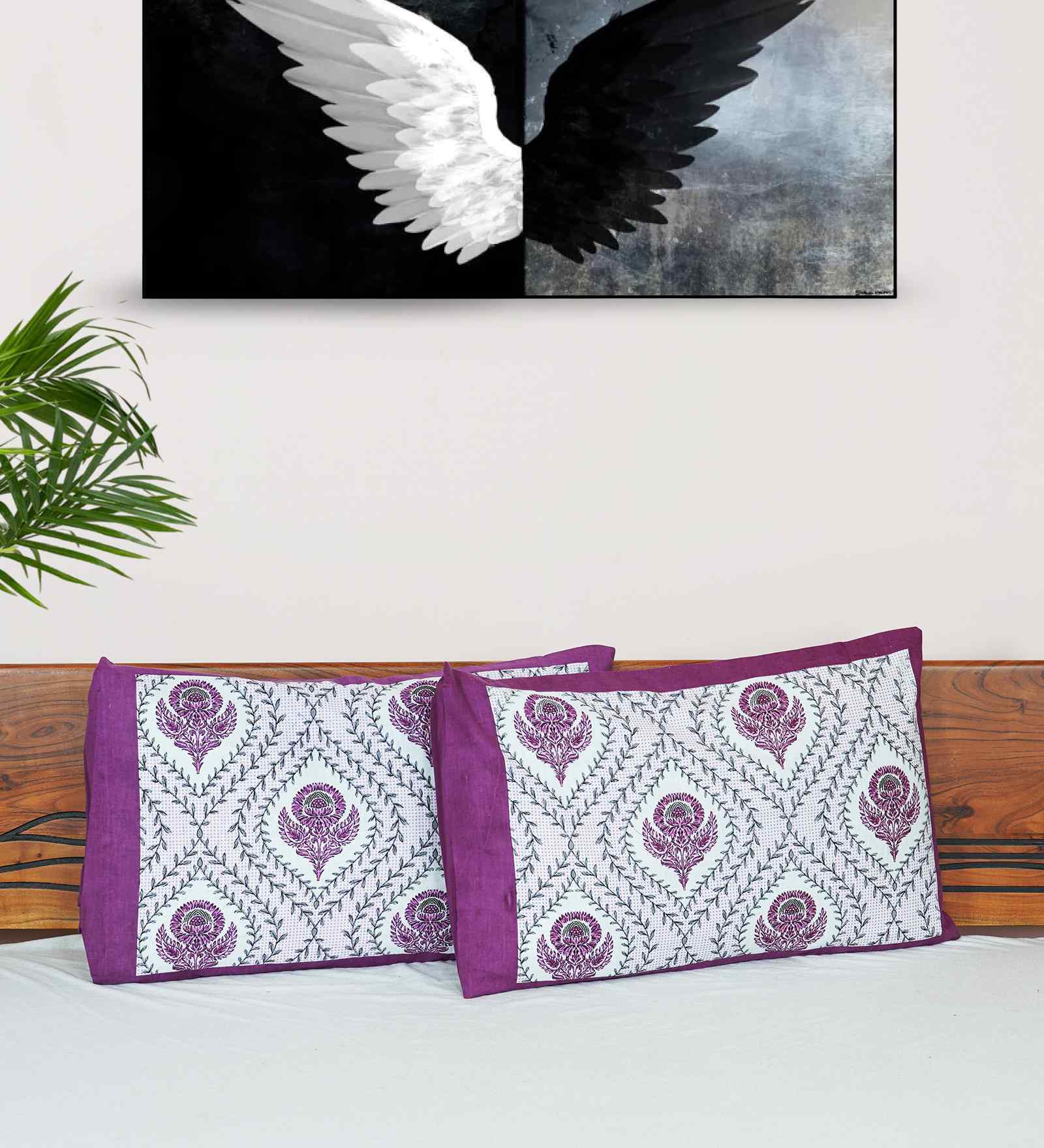 Purple Cotton Premium Quality 180 TC (17*27 Inches) Pillow Covers Set