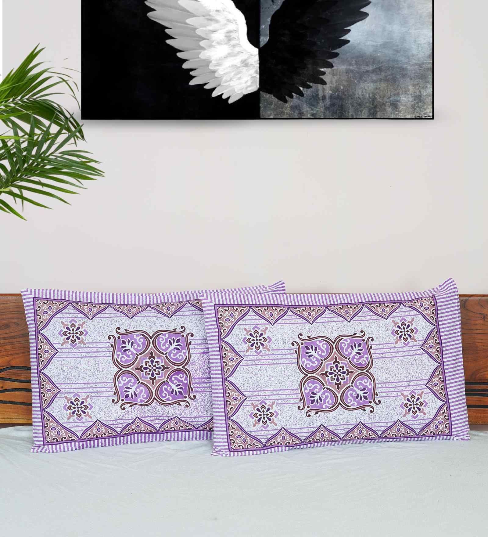 Purple Cotton Premium Quality 180 TC (17*27 Inches) Pillow Covers Set