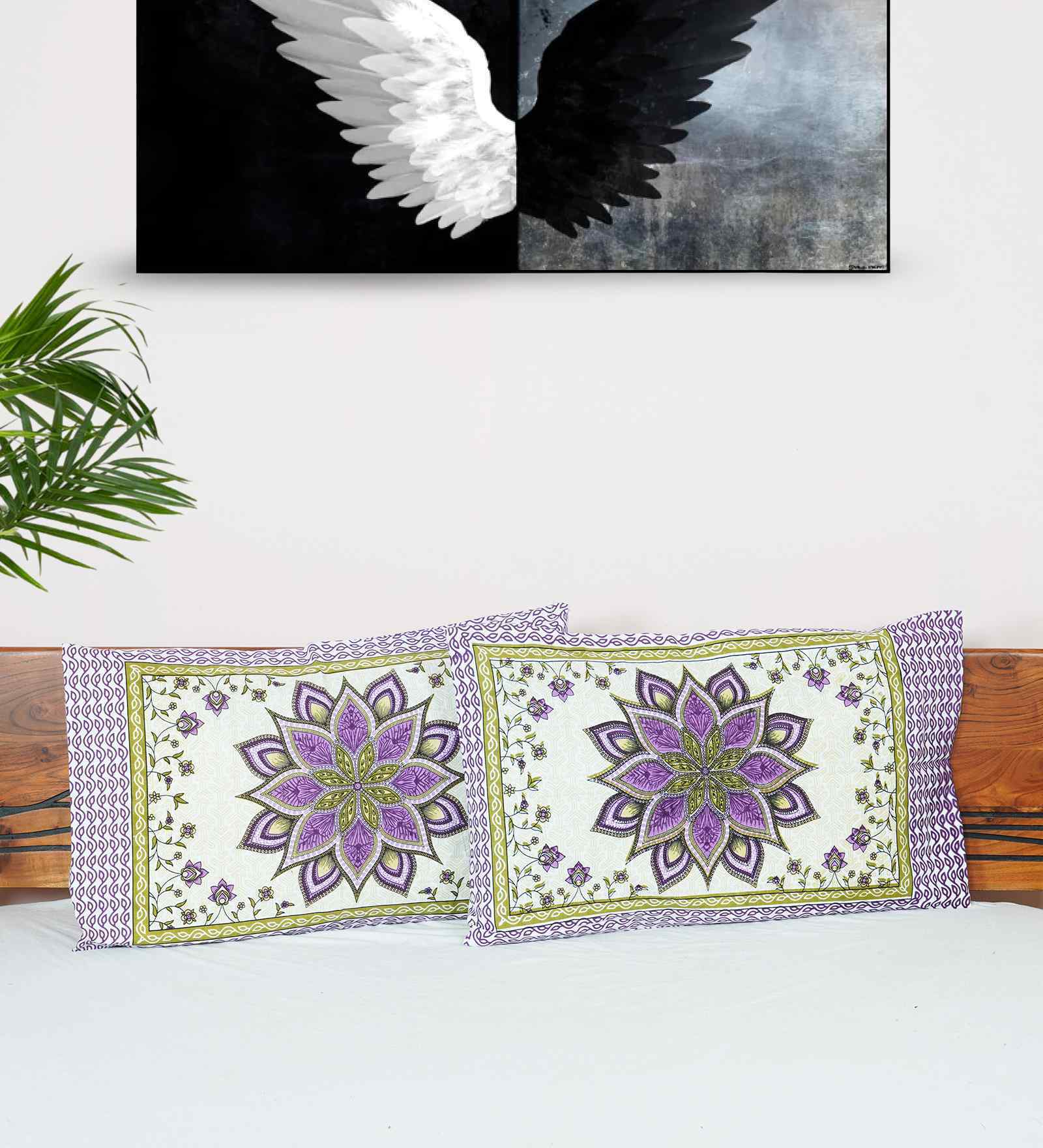 Purple Cotton Premium Quality 210 TC (18*28 Inches) Pillow Covers Set