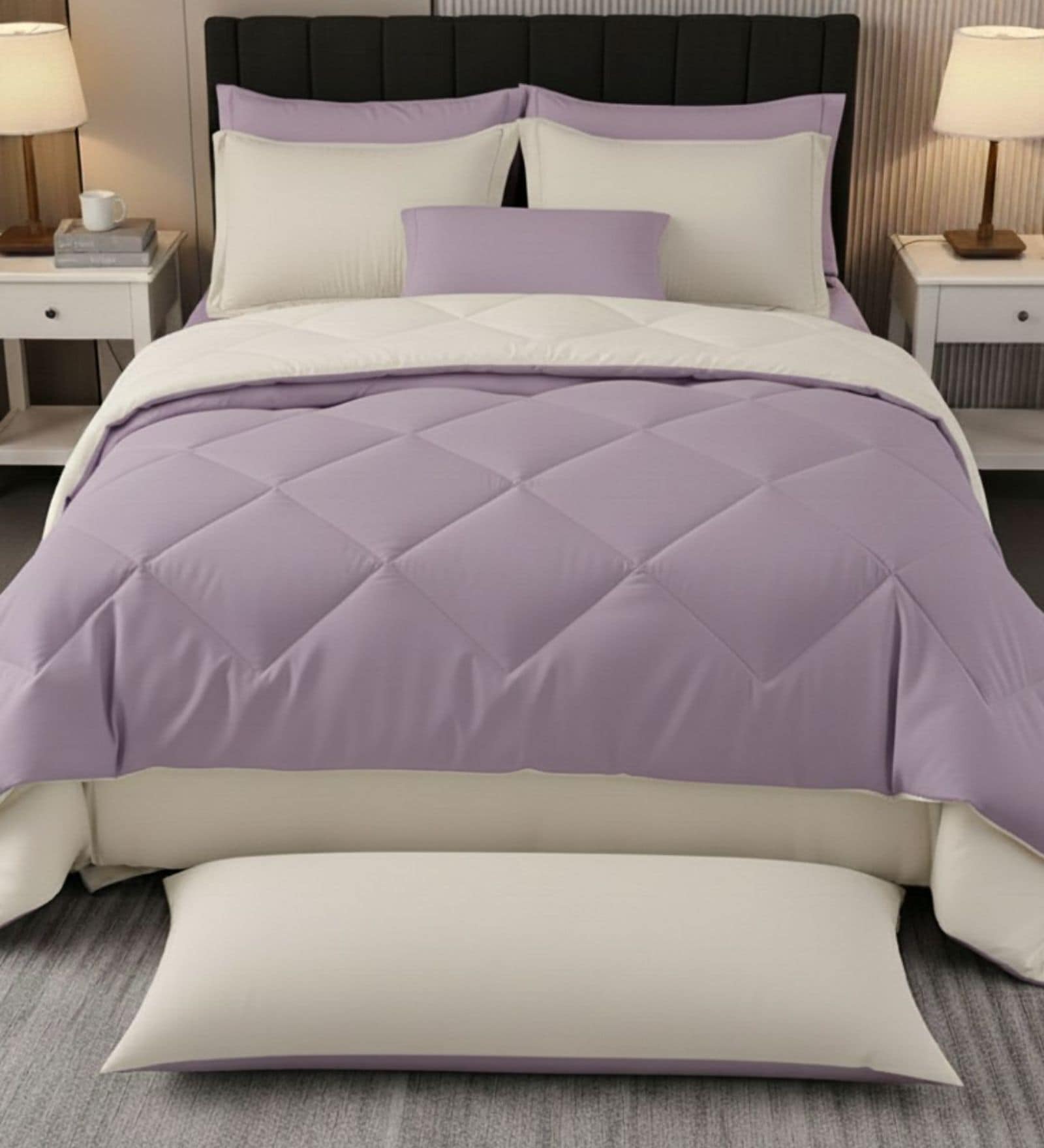 Purple Cotton 210TC Solid Plain Heavy Winter Double 400GSM Reversible Comforter