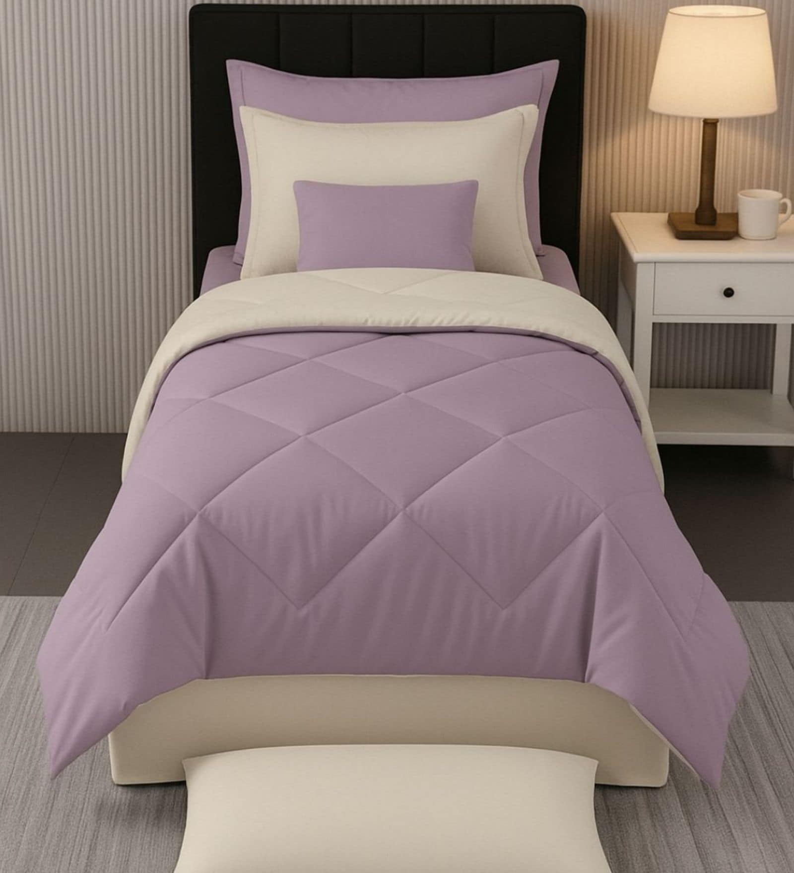 Purple Cotton 210TC Solid Plain Heavy Winter Single 400GSM Reversible Comforter