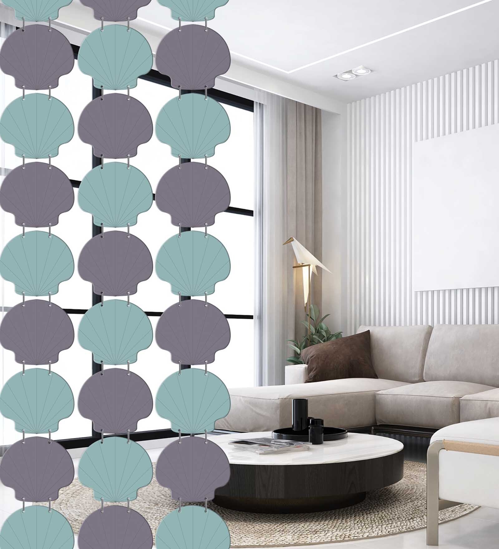 Purple Engineered Wood Set of 10 Hanging Room Divider