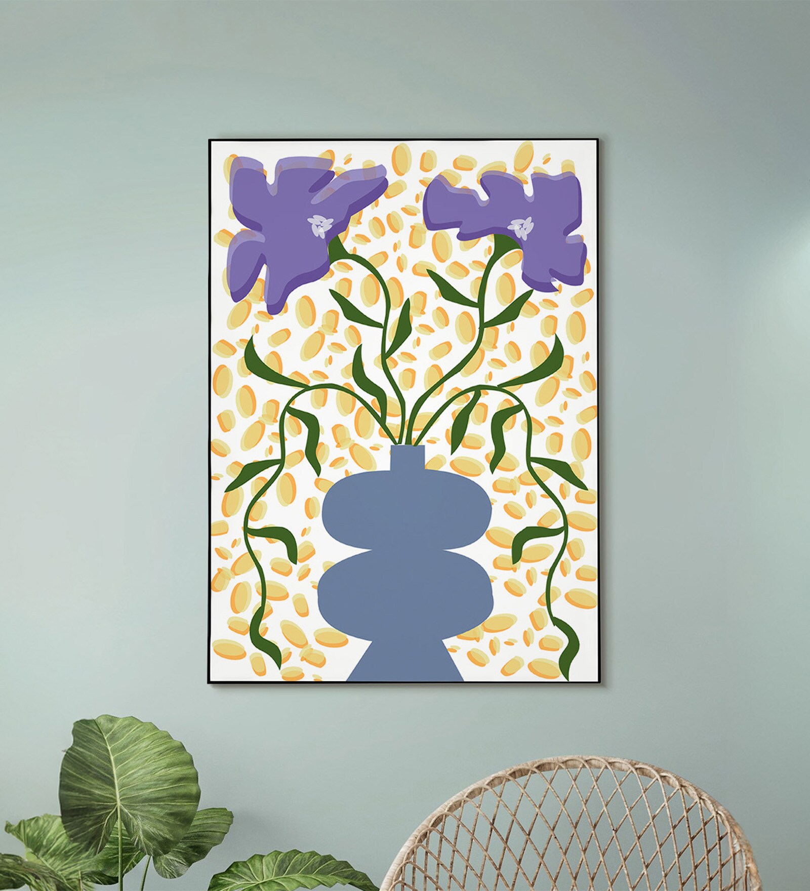 Purple Floral Vase Canvas Wall Art Print