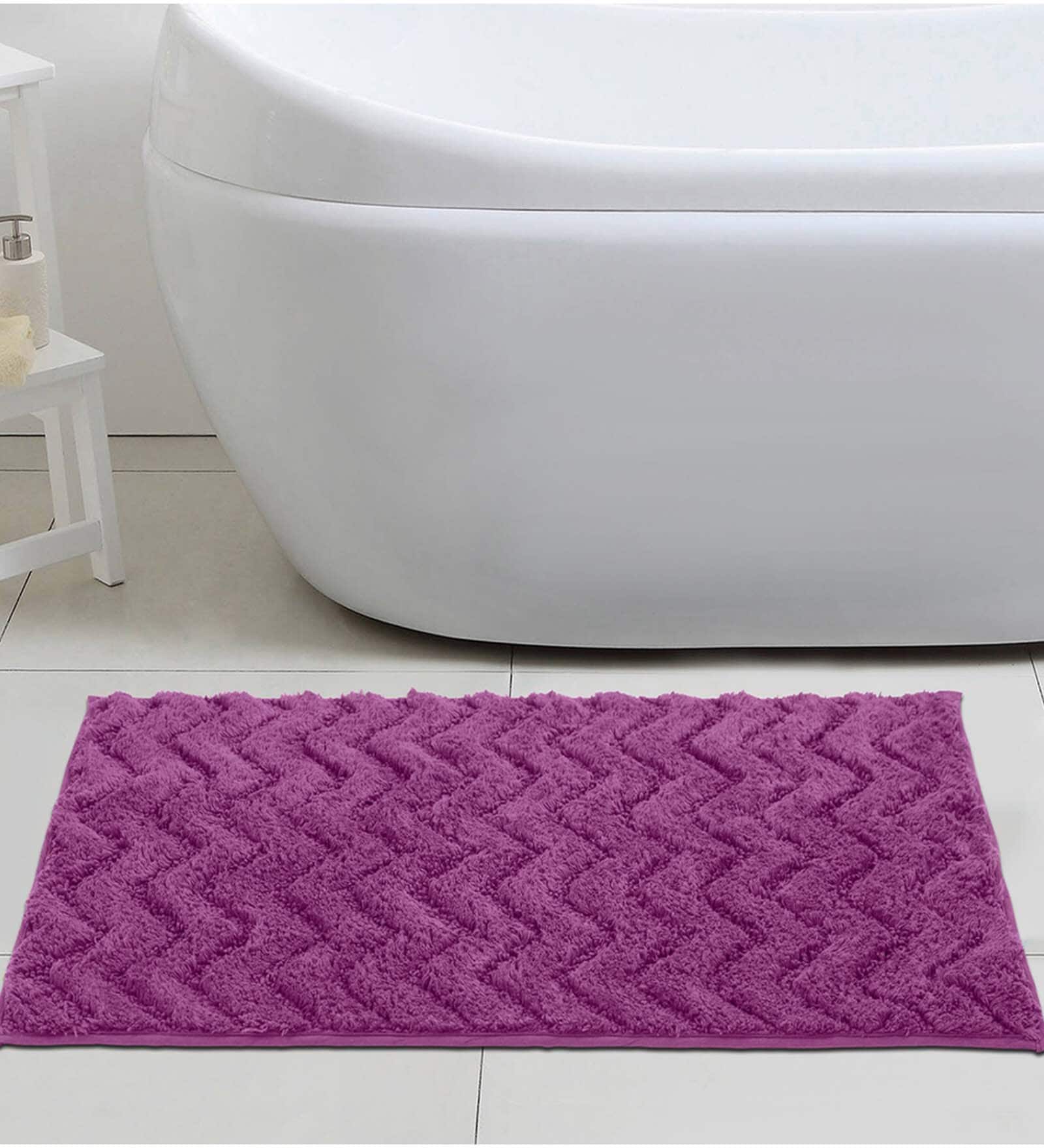 Purple Abstract 100 % Cotton 27.5x19.6 Inches AntiSkid Bath Mat