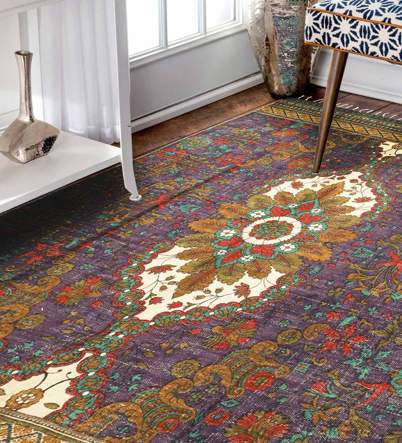Purple Persian Jute 5 ft x 7 ft Hand Woven Carpet
