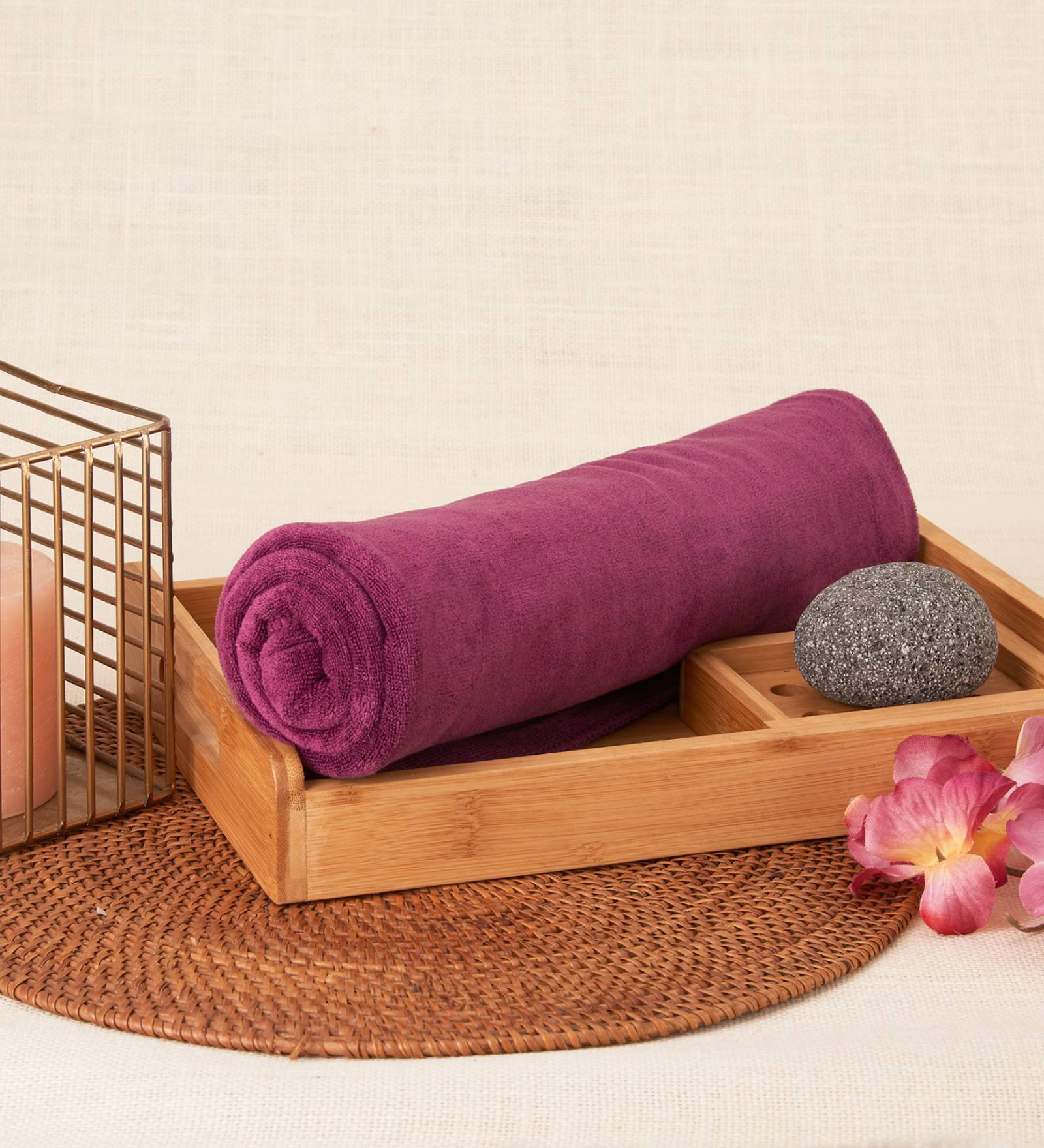 Purple Microfiber Solid 400 GSM 2 Pcs Bath Towels 