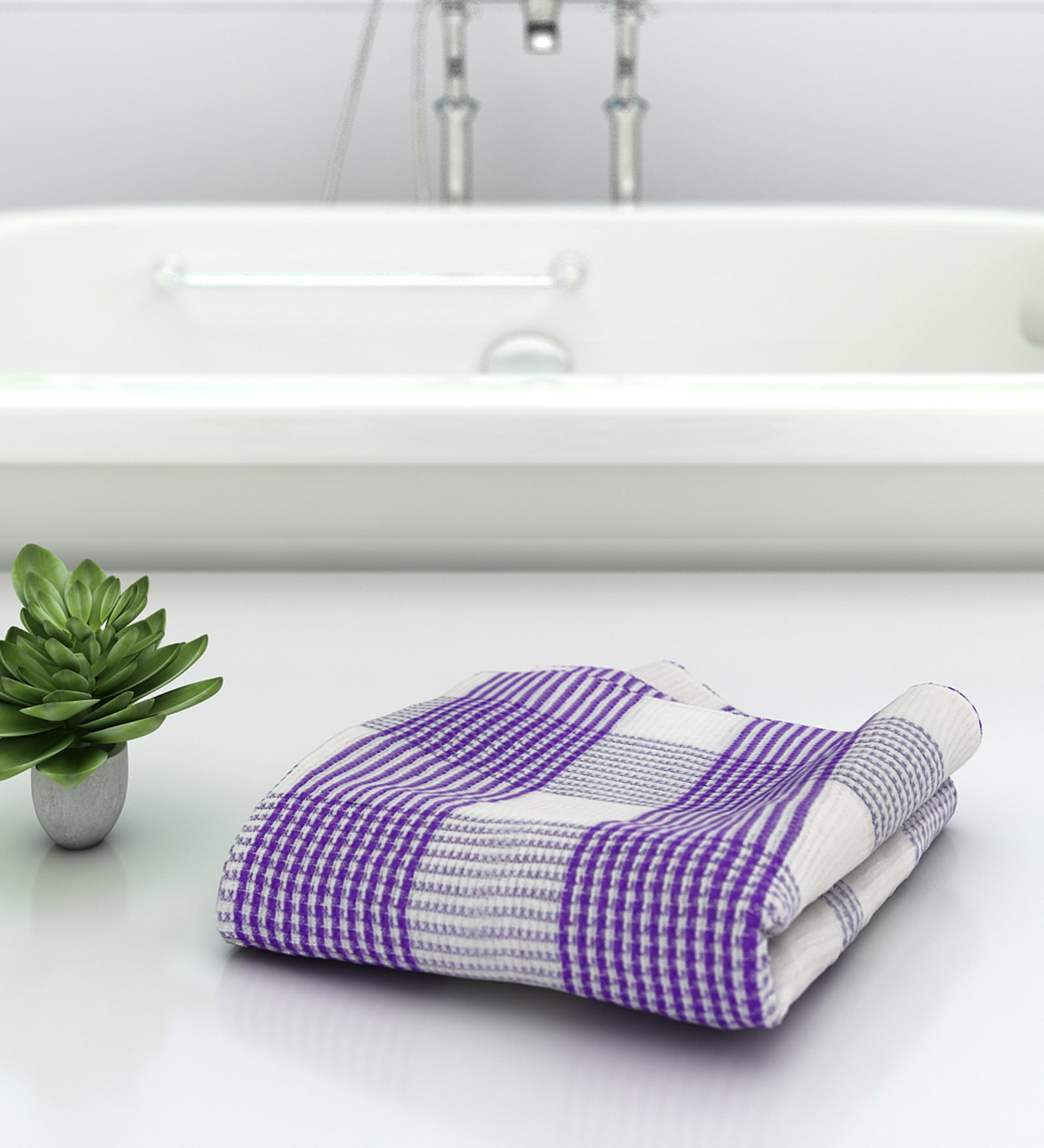 Buy Purple Patterned 210 GSM Cotton Bath Towel by Athom Living at 27% ...