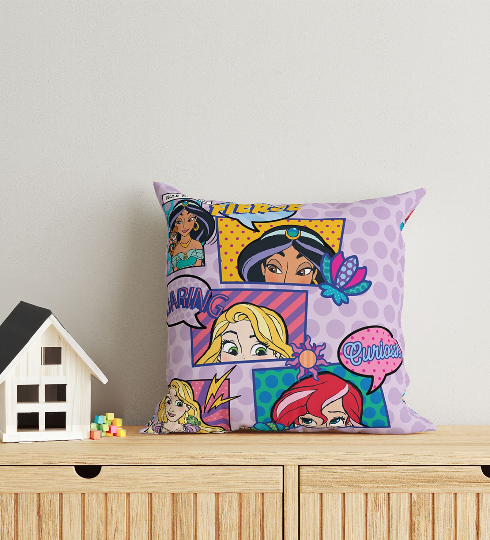 Purple Polyester Disney 16x16 inches Reversible Kids Cushion (1 Pc)