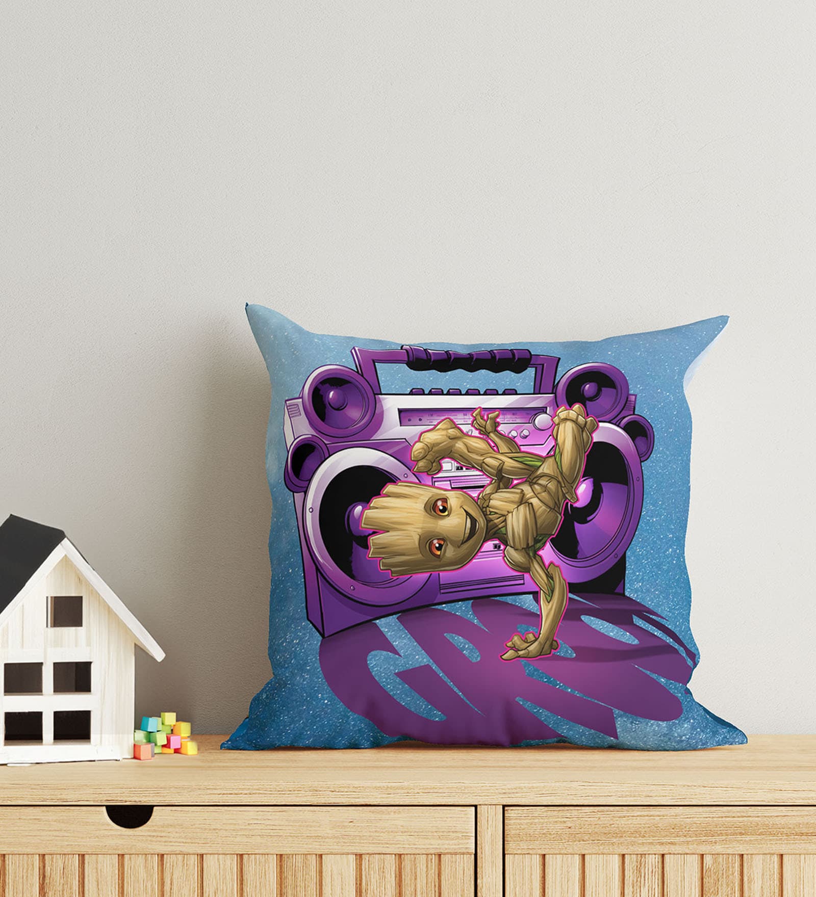 Purple Polyester Marvel 16x16 inches Reversible Kids Cushion (1 Pc)