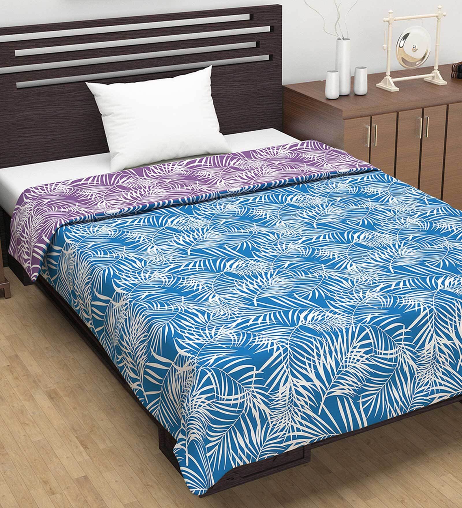 Purple Floral Polyester 120 GSM Single Bed Reversible Dohar