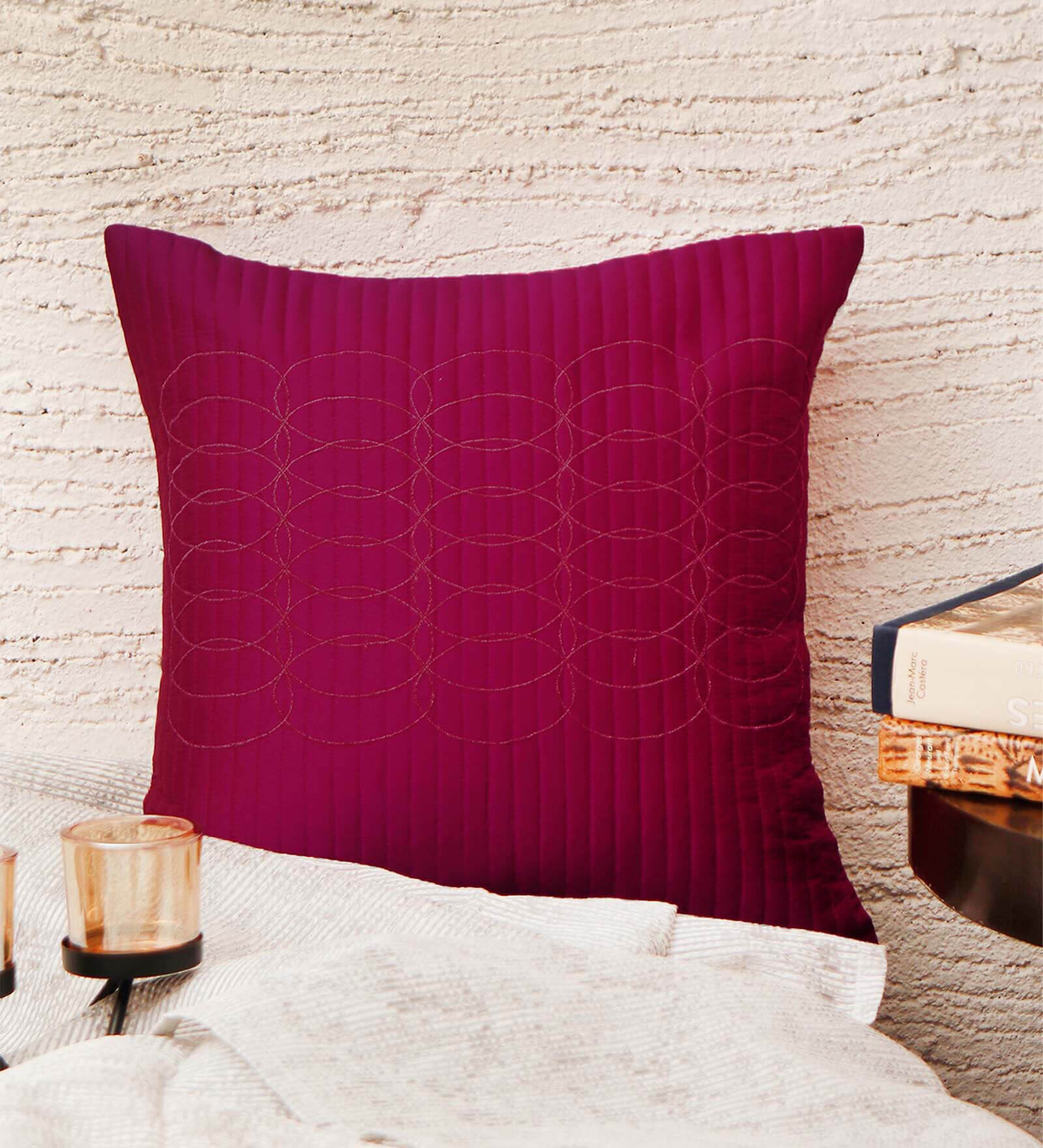 Purple Textured Polyester 16 x 16 Inches Cushion Cover