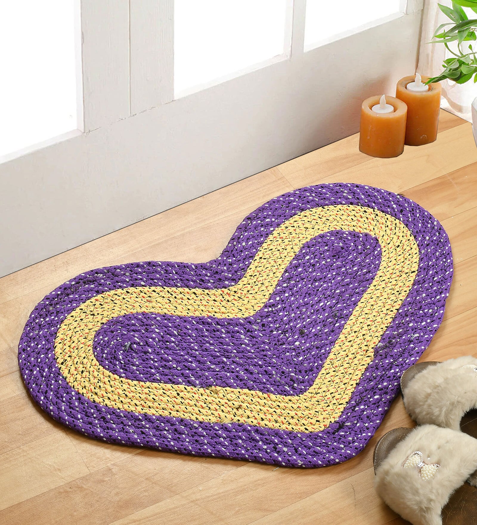 Purple Polypropylene Heart Shaped Max Absorbent 16X24 Inches Bath Mat