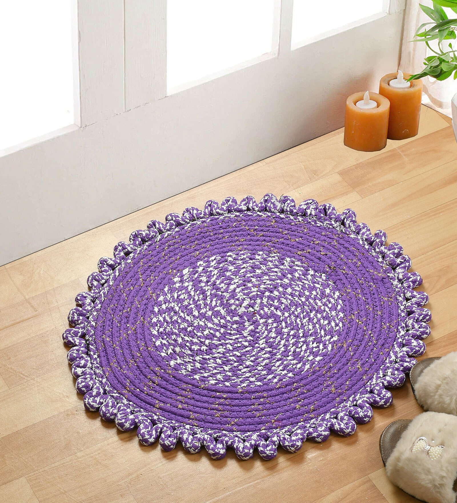 Purple Polypropylene Max Absorbent 18X18 Inches Round Bath Mat