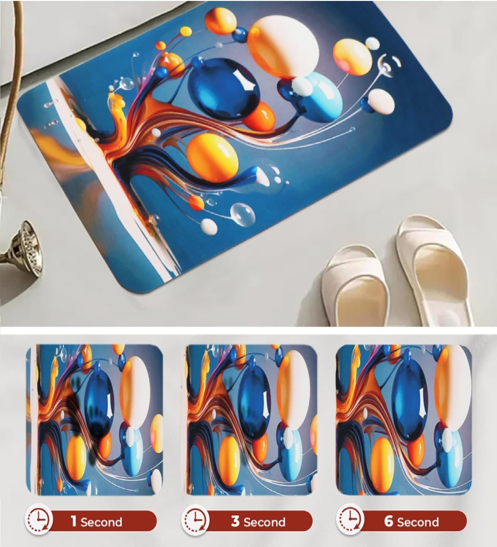 3D Abstract Rubber 22x14 Inches Anti Skid Bath Mat