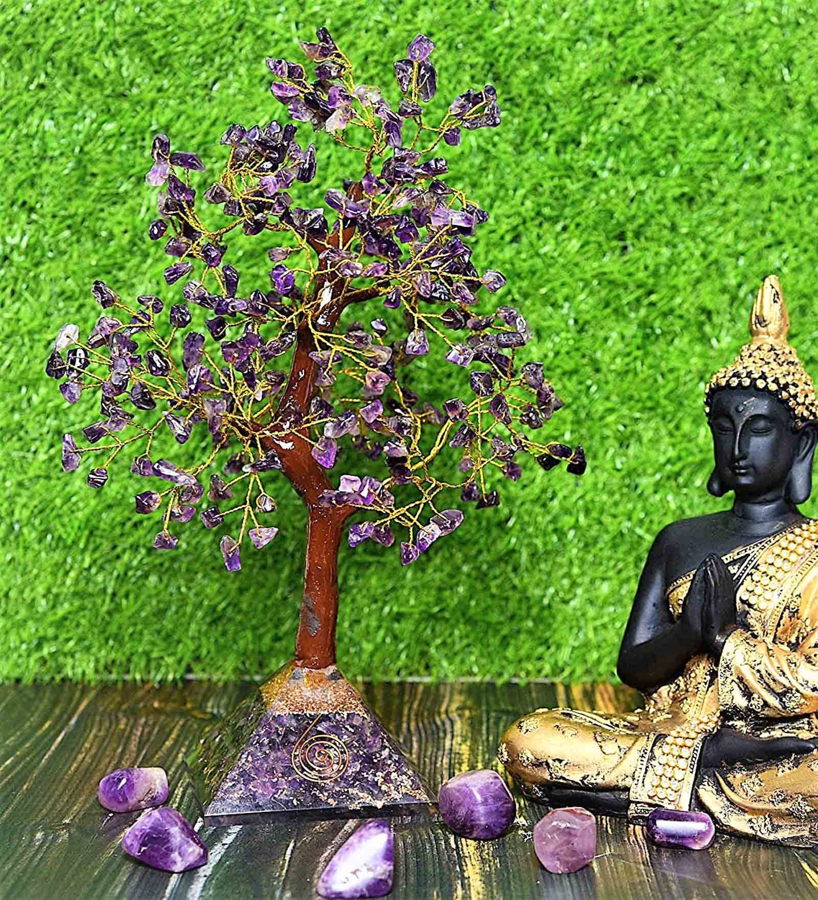 Purple Quartz Stone Fortune Crystal Tree Showpiece