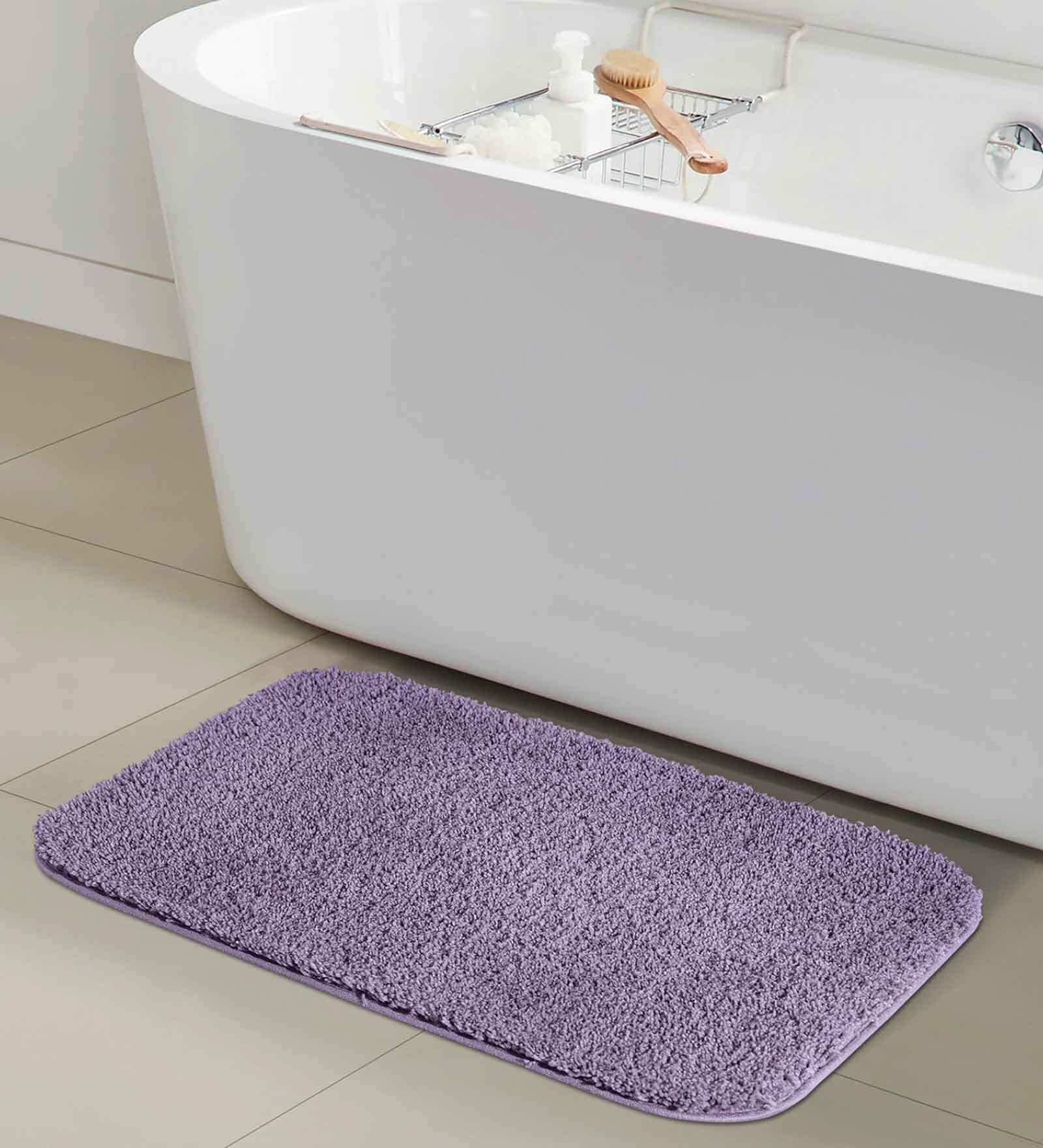 Purple Solid Polyester 24x16 Inches AntiSkid Bath Mat