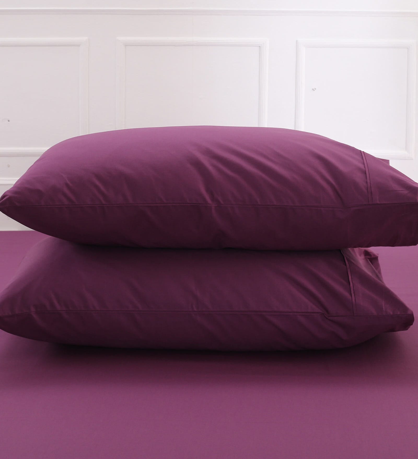 Purple Solid 200TC Cotton 20 x 30 Inches Pillow Covers (Set of 2)