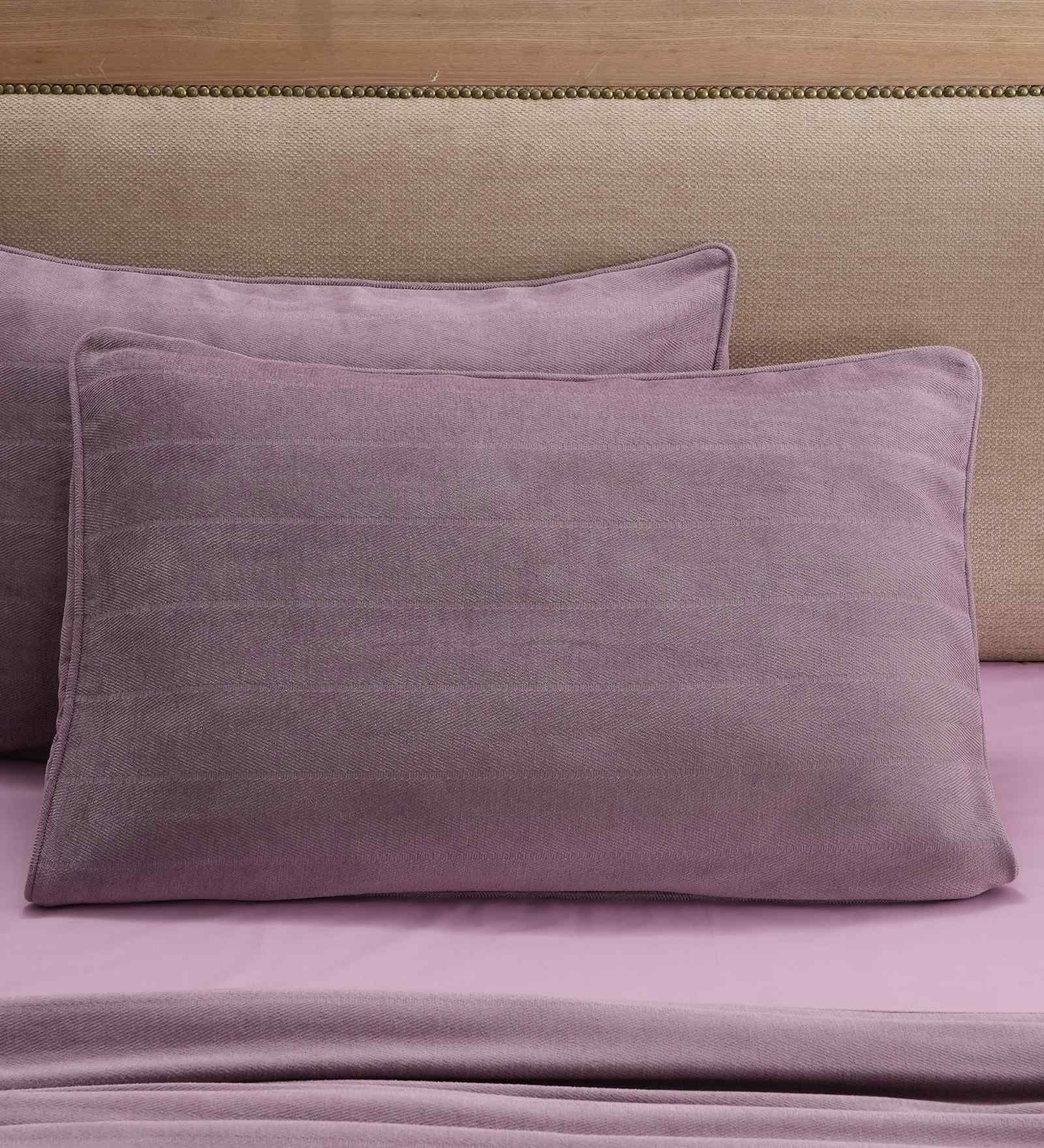 Purple Solid 325 TC Cotton Polyester 2 Pillow Sham Set Purple Solid 325 TC Cotton Polyester 2 Pillow Sham Set