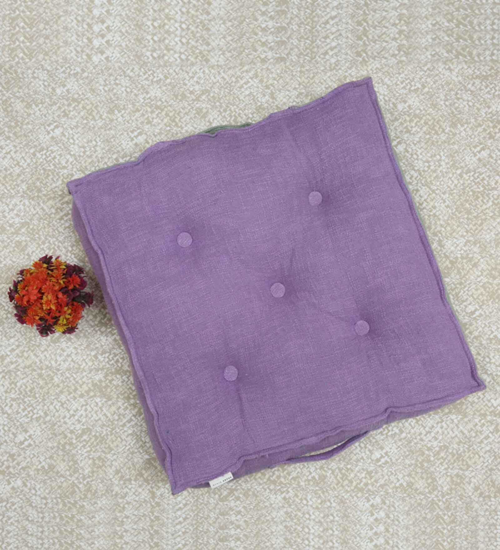 Purple Solid Cotton 24 x 24 Inches Floor Cushion
