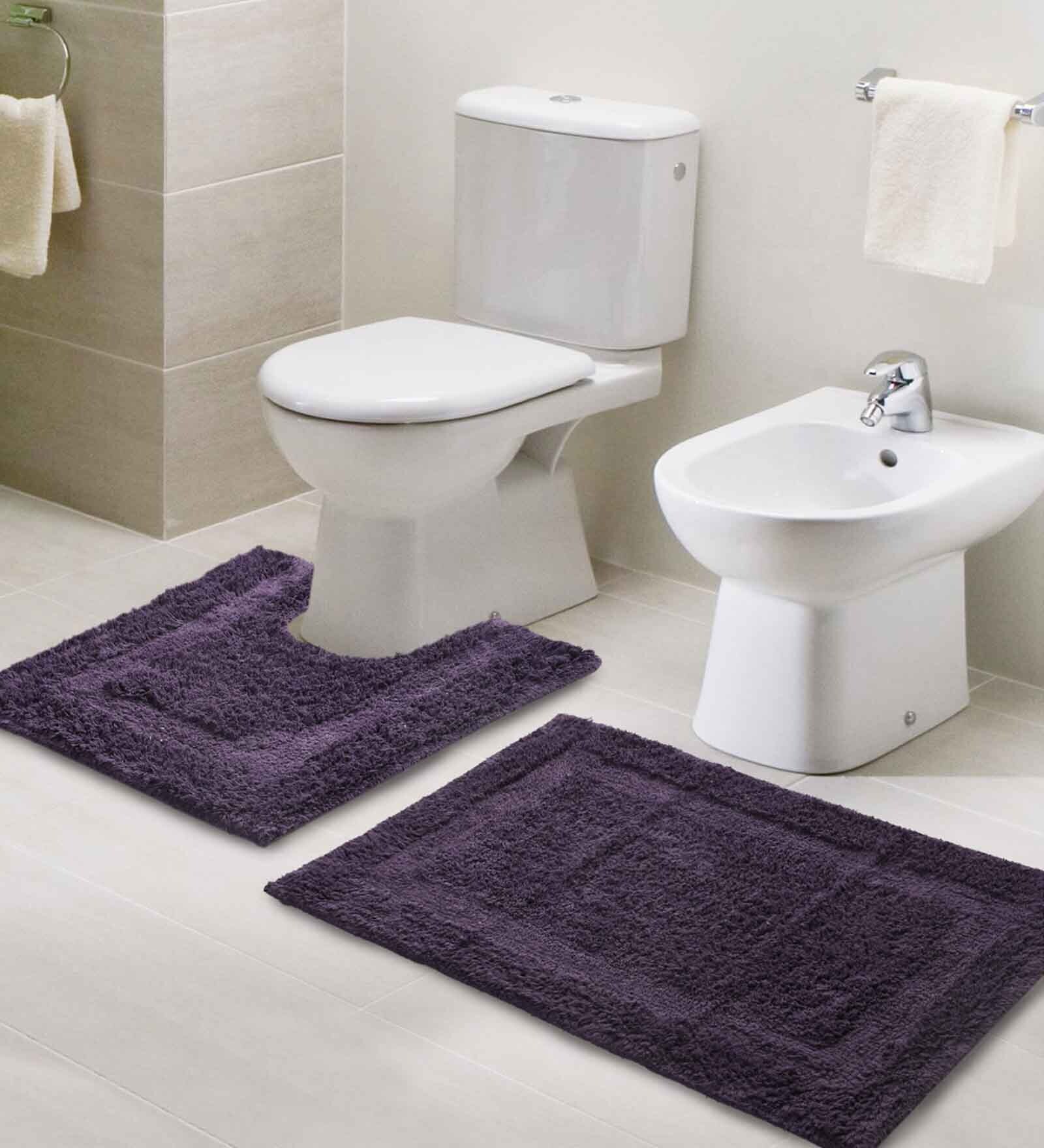 Purple Solid Cotton 31.5x20 Inches Max Absorbant Bath Mat