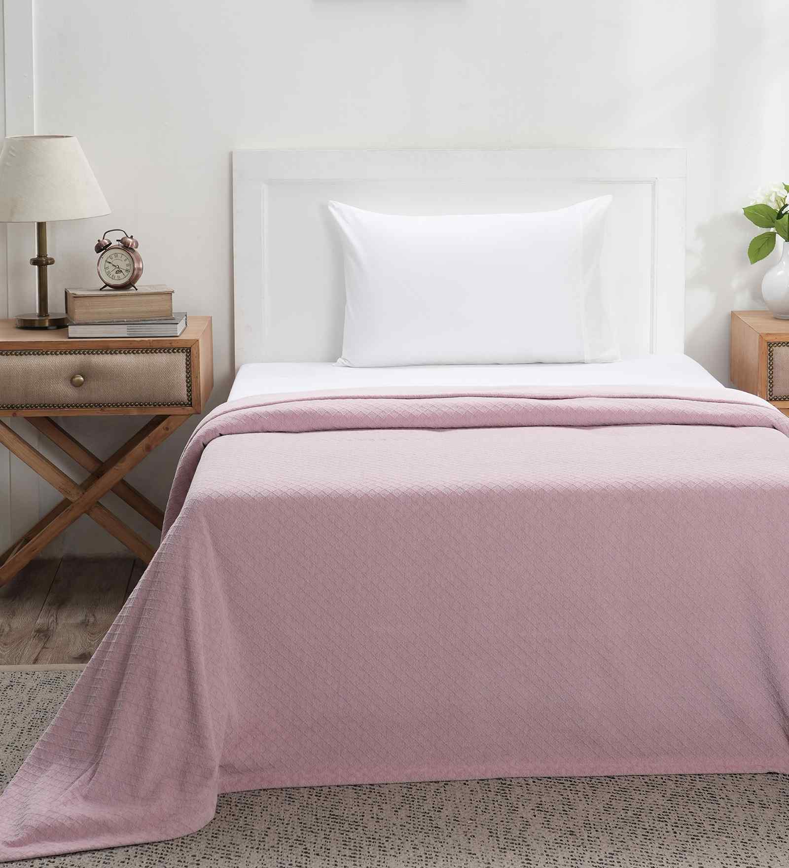 Purple Solid TC 256 Cotton Single Bed Bedcover