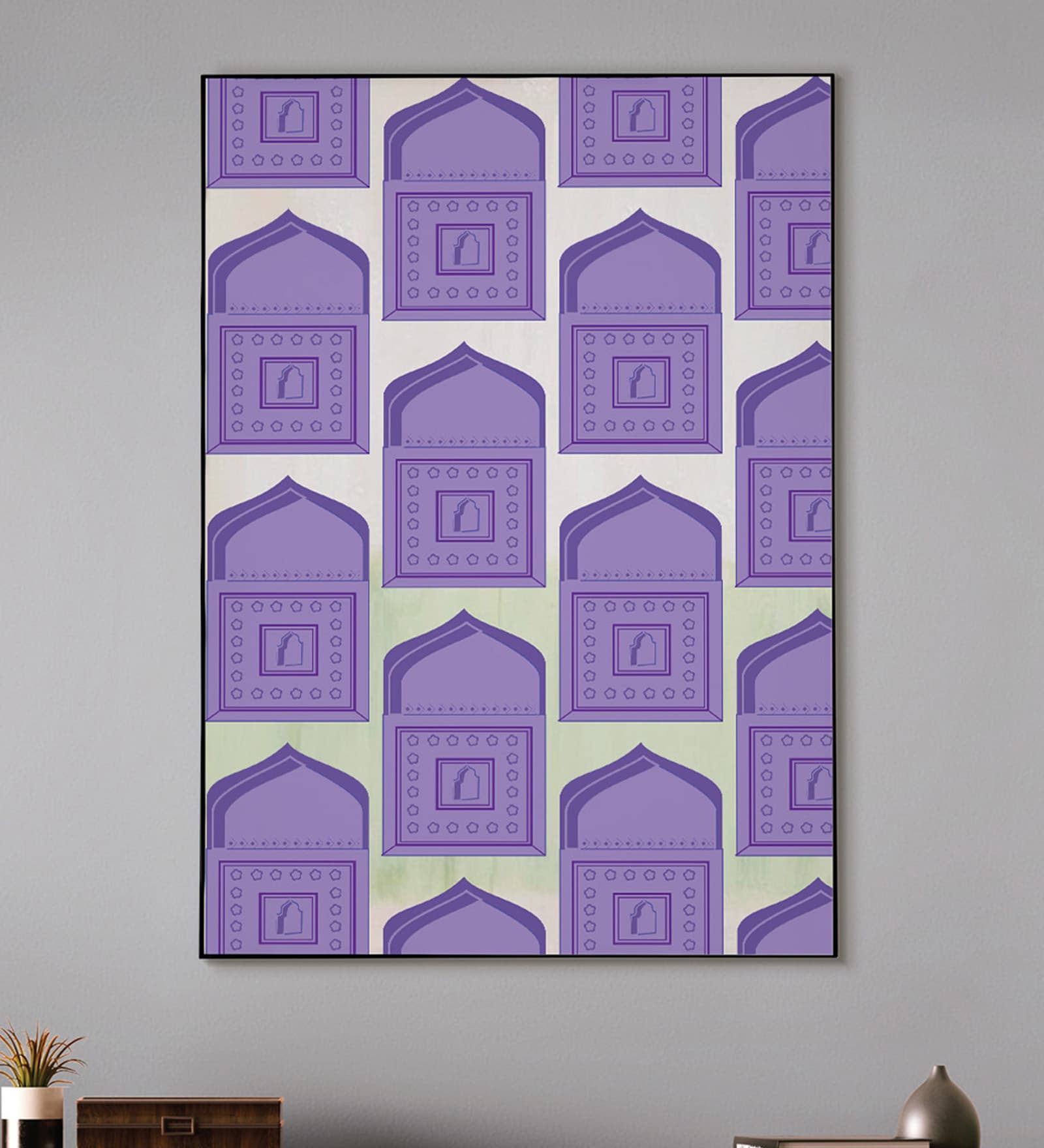 Purple Square Pattern Canvas Wall Art Print