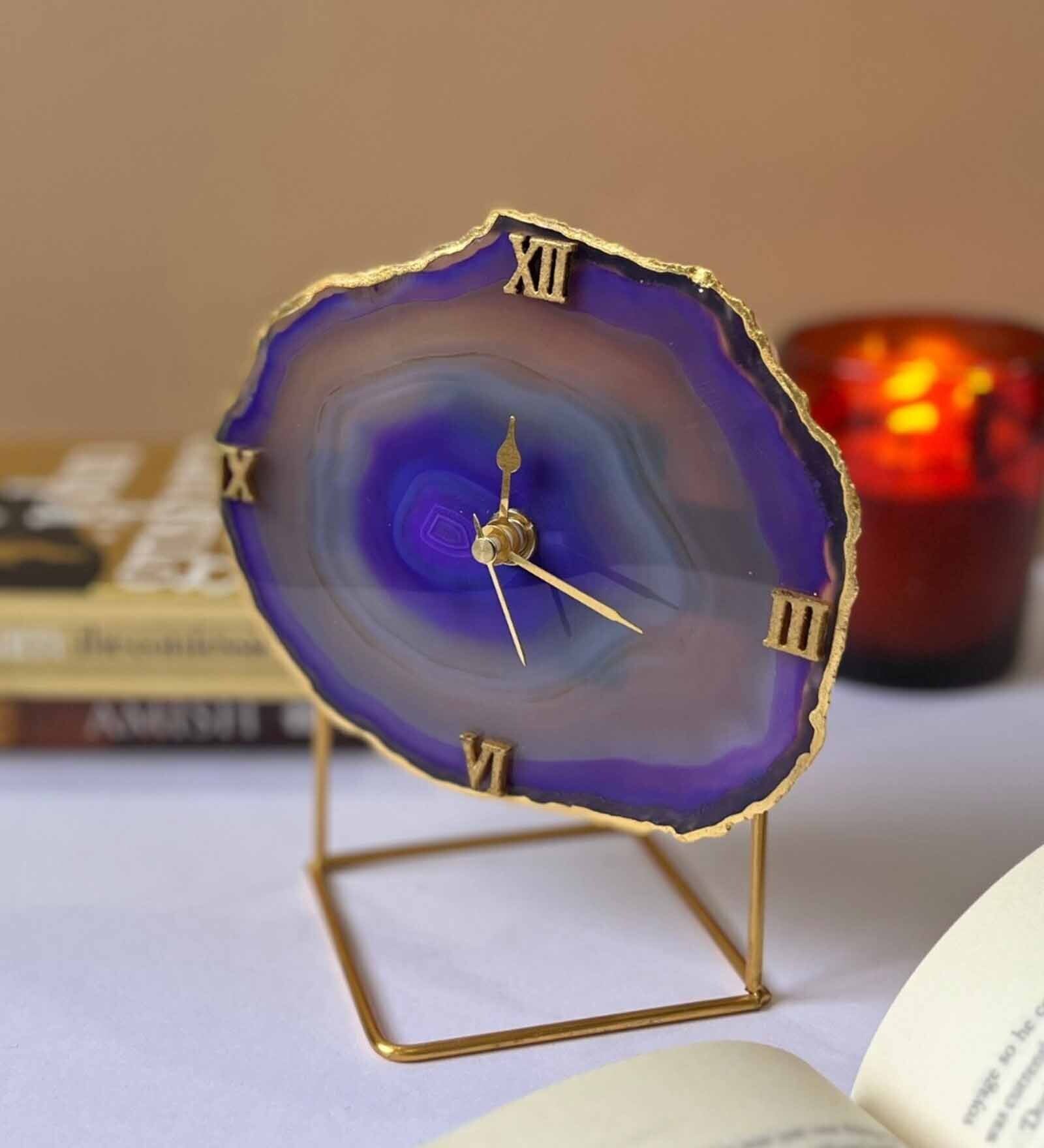Purple Stone Table Clock