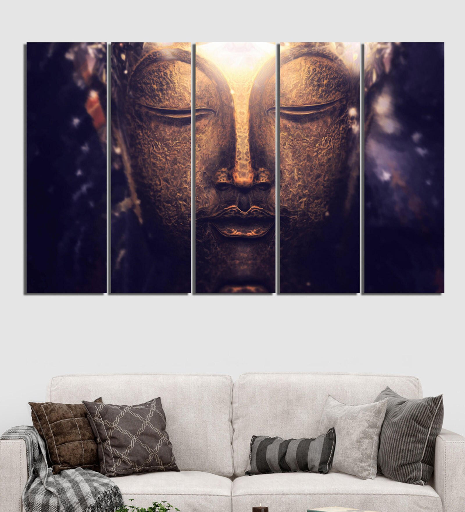 Purple Wood Multiple Frames Buddha Beautiful Art Panels