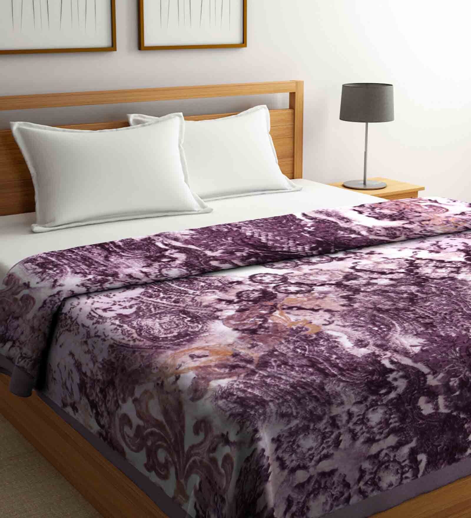 Buy Purple Abstract Wool 1000 GSM Double Bed Blanket by Klotthe at 70