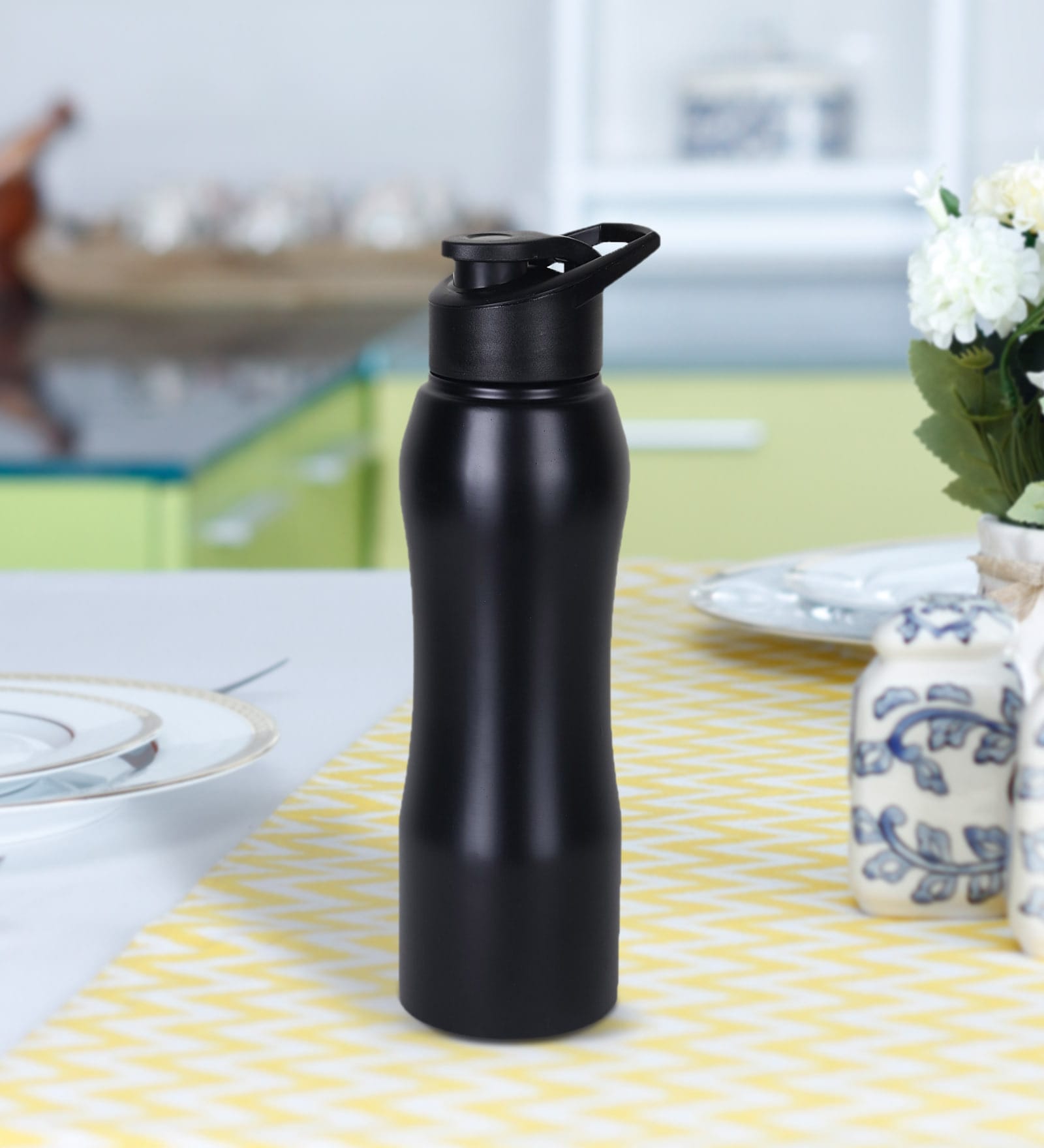 Purplewood Stainless Steel Black Sipper Bottle, 750 ML