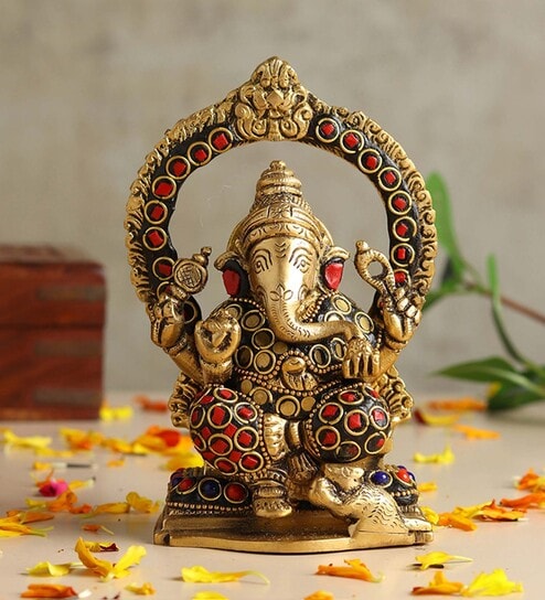 Golden Pure Brass Lord Ganesha Idol