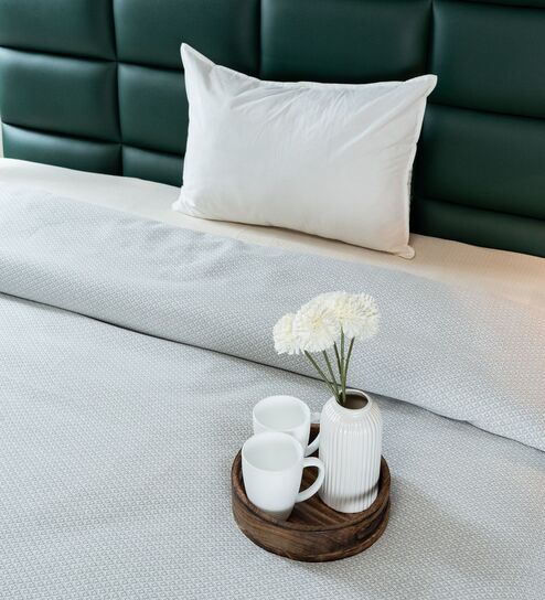 Grey Diamond Pattern Single Bedspread With 1 Pillow Cover