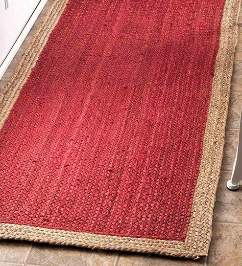 Pure Jute Red 2x5 Feet Bedside Runner