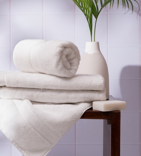Pure Snow 100% Cotton Solid 800 GSM Hand Towels (2 Pc)