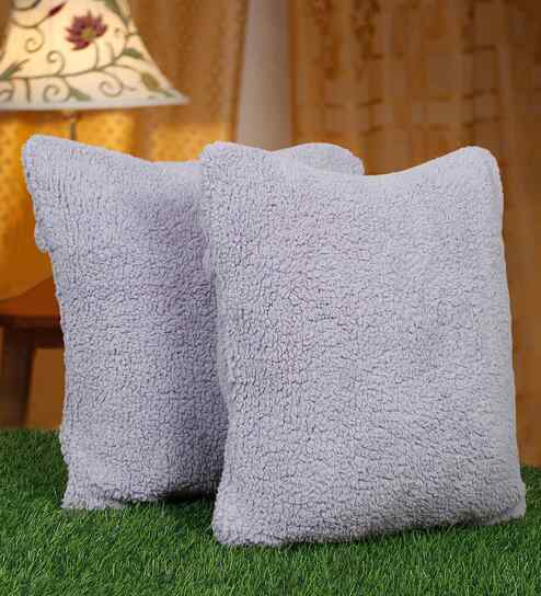 Purple Cotton Solid 16X16 Inches Cushion Covers (Pack of 2)
