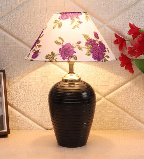 Purple & White Shade with Black Terracotta Base