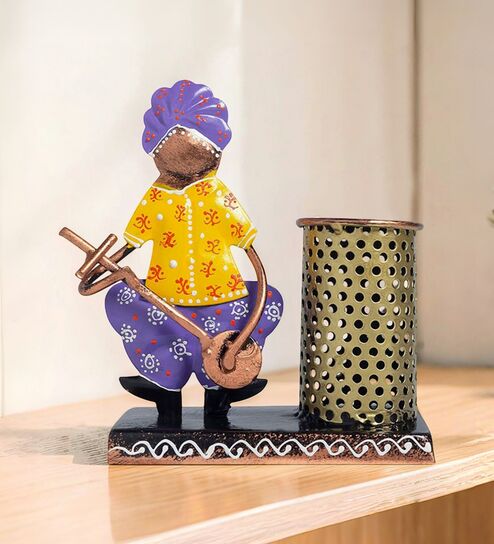 Purple & Yellow Metal Pen
Stand