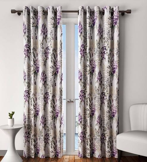 Buy Purple Blackout Cotton 7 Feet Eyelet Door Curtain By Urban