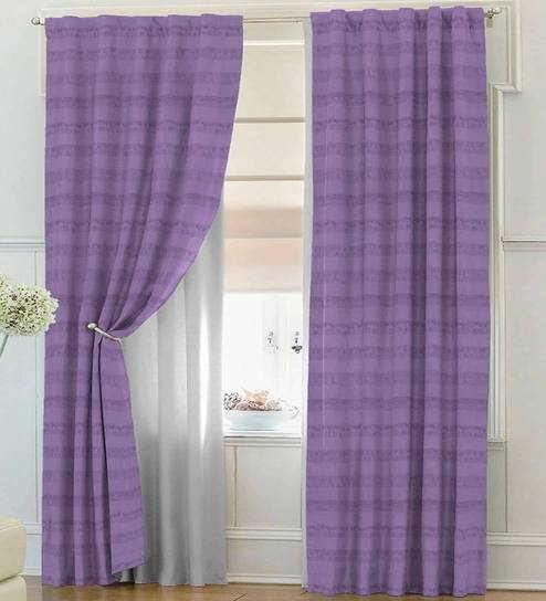 Buy Purple Blackout Cotton 7 Feet Rod Pocket Door Curtain By Solaj