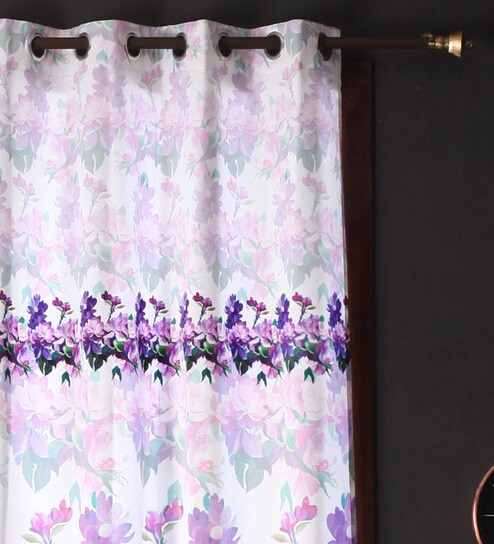 Buy Purple Blackout Polyester 9 Feet Eyelet Long Door Curtains Set