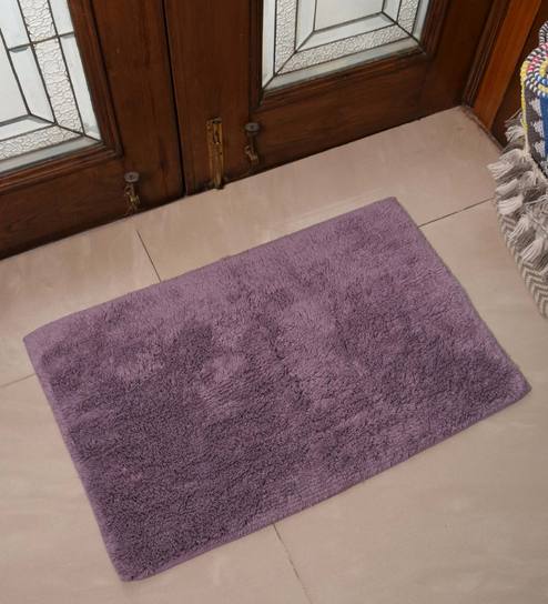 Buy Purple Cotton Anti Skid Solid Bath Mat 32x20 Inches By Avira